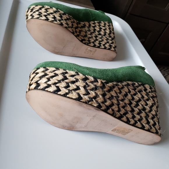 FREE PEOPLE  Green Suede Platform -woven - Picture 4 of 4